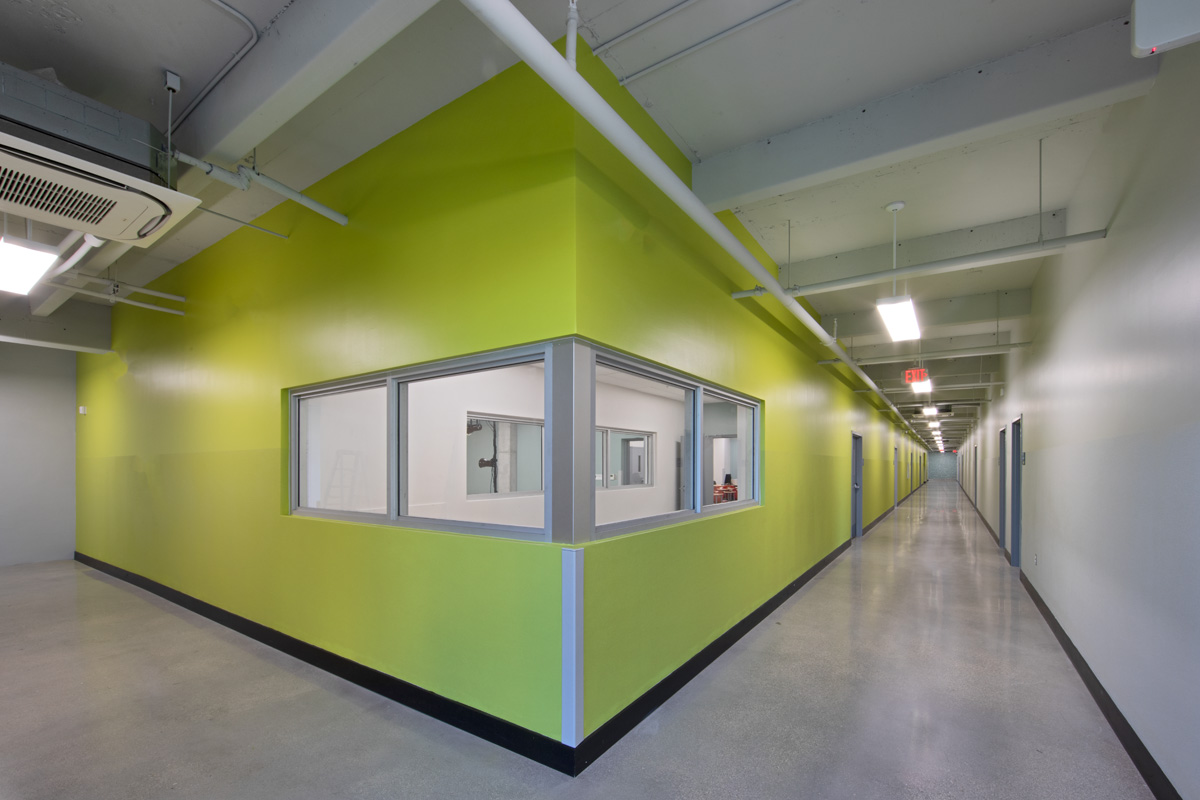 Interior design view of a corridor at the Mater Academy stem charter high school in Miami, FL 
